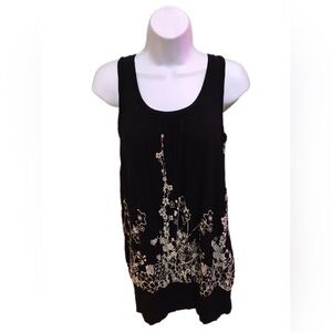 H&M Black Tank Top with White Floral Design